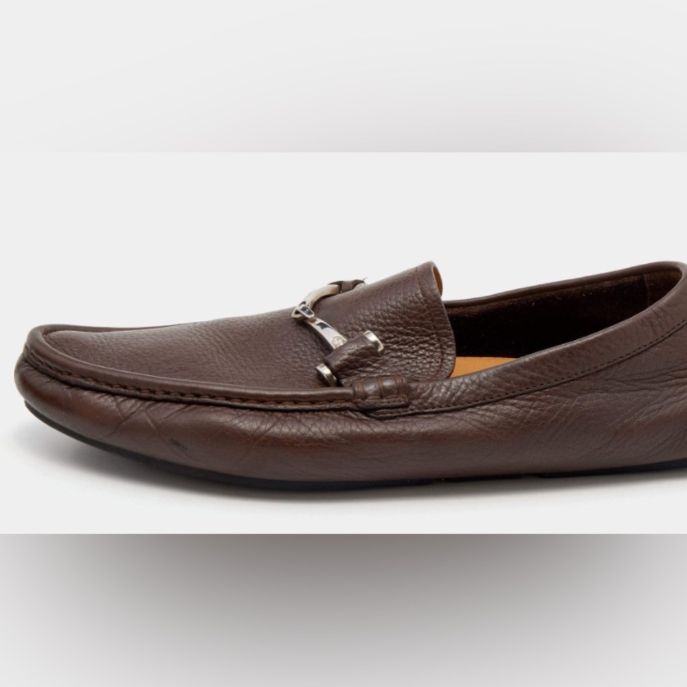 Men's GUCCI 'Horsebit' Brown Rubber Loafers UK 6.5 Fits US 8.5